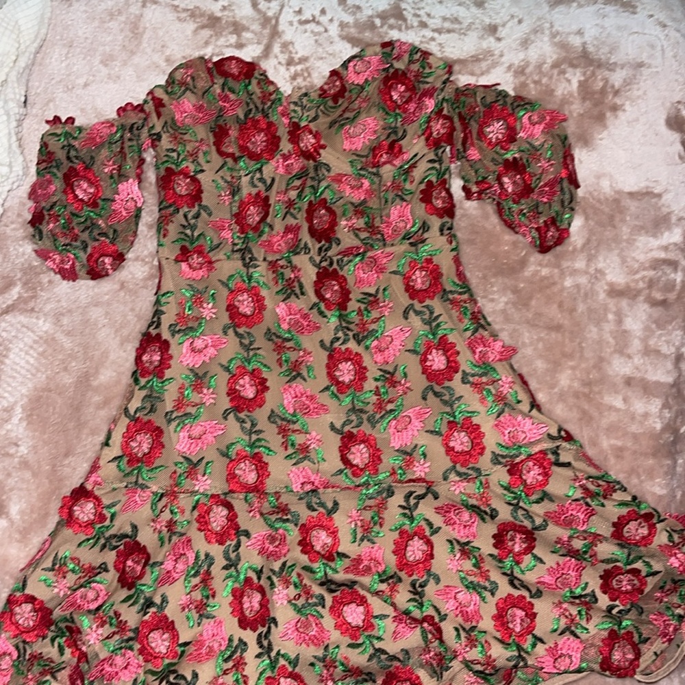 For Love and Lemons- Amelia Strapless Minidress Red Floral Sz Small - Picture 4 of 4